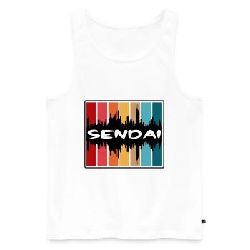 Sendai Japan Skyline Silhouette Reisesouvenir - Männer Premium Bio Tank Top - Weiß - Vorne - AI Model Male 178 light (178cm)