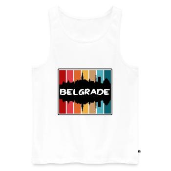 Belgrade Serbie Skyline Silhouette Souvenir de voyage - Débardeur bio Premium Homme - blanc - Devant - AI Model Male 178 light (178cm)