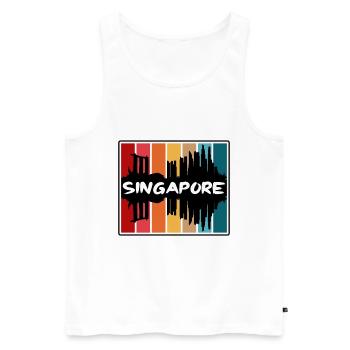 Singapour Singapour Skyline Silhouette Souv de voyage - Débardeur bio Premium Homme - blanc - Devant - AI Model Male 178 light (178cm)