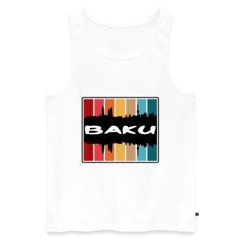 Baku Aserbaidschan Skyline Silhouette Reise Souvenir - Männer Premium Bio Tank Top - Weiß - Vorne - Michal (187cm)