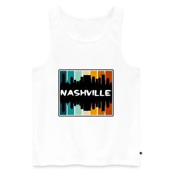Nashville Tennessee États-Unis Skyline Silhouette Voyage - Débardeur bio Premium Homme - blanc - Devant - Michal (187cm)