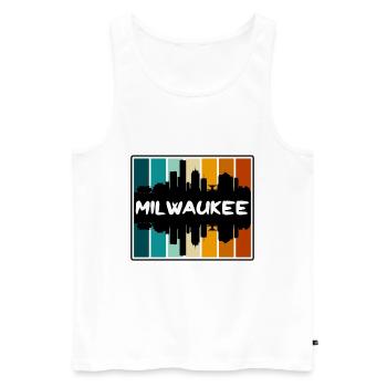 Milwaukee Wisconsin USA Skyline Silhouette Reisen - Männer Premium Bio Tank Top - Weiß - Vorne - Michal (187cm)