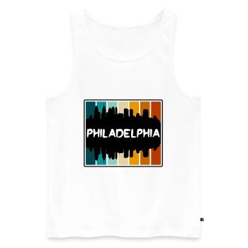 Philadelphie Pennsylvanie États-Unis Skyline Silhouette T - Débardeur bio Premium Homme - blanc - Devant - AI Model Male 178 light (178cm)