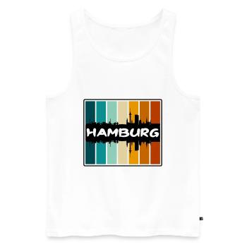 Hambourg Allemagne Skyline Silhouette Souvenir de voyage - Débardeur bio Premium Homme - blanc - Devant - Michal (187cm)