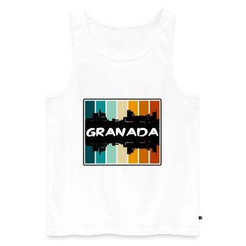 Grenade Espagne Skyline Silhouette Souvenir de voyage - Débardeur bio Premium Homme - blanc - Devant - Michal (187cm)