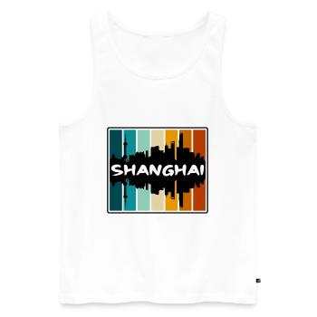 Shanghai China Skyline Silhouette Travel Souvenir - Men's Premium Organic Tank Top - white - Front - Michal (187cm)
