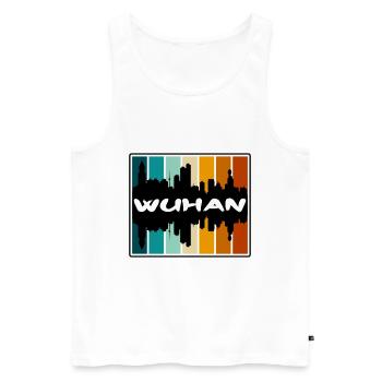 Wuhan China Skyline Silhouette Souvenir de voyage - Débardeur bio Premium Homme - blanc - Devant - AI Model Male 178 light (178cm)