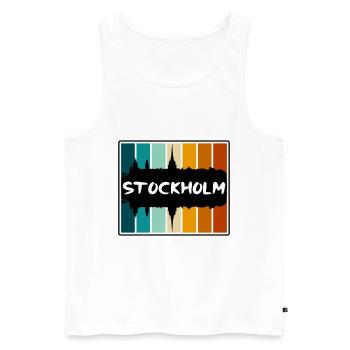Stockholm Sweden Skyline Silhouette Travel Souveni - Men's Premium Organic Tank Top - white - Front - AI Model Male 178 light (178cm)