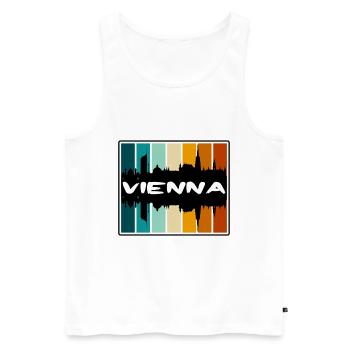 Vienne Autriche Skyline Silhouette Souvenir de voyage - Débardeur bio Premium Homme - blanc - Devant - Michal (187cm)