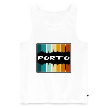 Porto Portugal Skyline Silhouette Souvenir de voyage - Débardeur bio Premium Homme - blanc - Devant - Michal (187cm)
