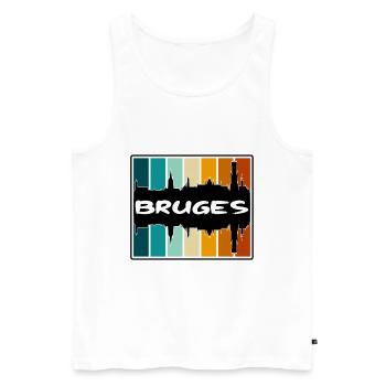 Bruges Belgique Skyline Silhouette Souvenir de voyage - Débardeur bio Premium Homme - blanc - Devant - Michal (187cm)