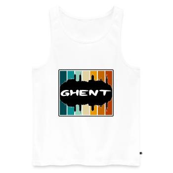 Ghent Belgium Skyline Silhouette Travel Souvenir - Men's Premium Organic Tank Top - white - Front - Michal (187cm)