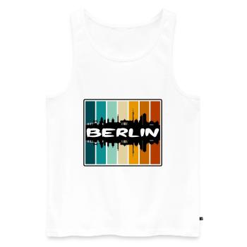 Berlin Allemagne Skyline Silhouette Voyage Souvenir - Débardeur bio Premium Homme - blanc - Devant - AI Model Male 178 light (178cm)