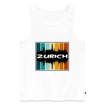 Zurich Suisse Skyline Silhouette Travel Souve - Débardeur bio Premium Homme - blanc - Devant - Michal (187cm)
