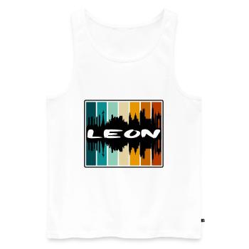 Leon Mexiko Skyline Silhouette Reise Souvenir - Männer Premium Bio Tank Top - Weiß - Vorne - Michal (187cm)