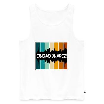 Ciudad Juarez Mexique Skyline Silhouette Voyage Sou - Débardeur bio Premium Homme - blanc - Devant - Michal (187cm)