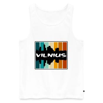 Vilnius Lituanie Skyline Silhouette Voyage Souven - Débardeur bio Premium Homme - blanc - Devant - Michal (187cm)