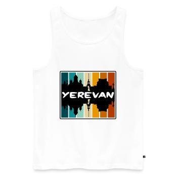 Erevan Arménie Skyline Silhouette Souvenir de voyage - Débardeur bio Premium Homme - blanc - Devant - Michal (187cm)