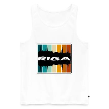 Riga Latvia Skyline Silhouette Travel Souvenir - Men's Premium Organic Tank Top - white - Front - AI Model Male 178 light (178cm)