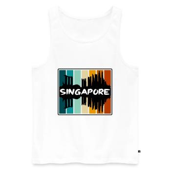 Singapour Singapour Skyline Silhouette Souv de voyage - Débardeur bio Premium Homme - blanc - Devant - AI Model Male 178 light (178cm)