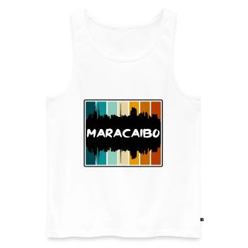 Maracaibo Venezuela Skyline Silhouette Souv de voyage - Débardeur bio Premium Homme - blanc - Devant - Michal (187cm)