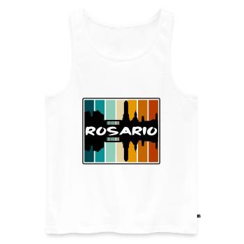 Rosario Argentine Skyline Silhouette Voyage Souven - Débardeur bio Premium Homme - blanc - Devant - Michal (187cm)