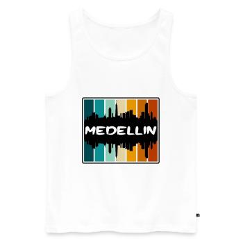 Medellin Colombie Skyline Silhouette Voyage Souven - Débardeur bio Premium Homme - blanc - Devant - AI Model Male 178 light (178cm)