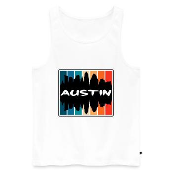 Austin Texas États-Unis Skyline Silhouette Voyage Souveni - Débardeur bio Premium Homme - blanc - Devant - AI Model Male 178 light (178cm)