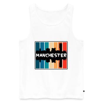 Manchester England Skyline Silhouette Travel Souve - Men's Premium Organic Tank Top - white - Front - Michal (187cm)