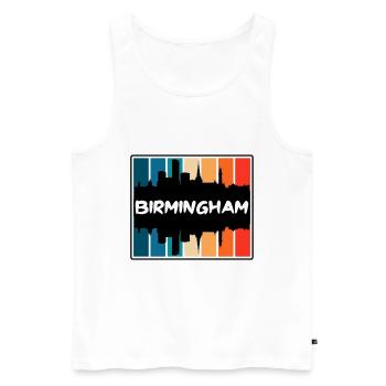 Birmingham Angleterre Skyline Silhouette Travel Souve - Débardeur bio Premium Homme - blanc - Devant - Michal (187cm)