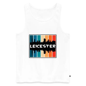 Leicester Angleterre Skyline Silhouette Travel Souven - Débardeur bio Premium Homme - blanc - Devant - AI Model Male 178 light (178cm)