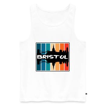 Bristol England Skyline Silhouette Travel Souvenir - Men's Premium Organic Tank Top - white - Front - Michal (187cm)