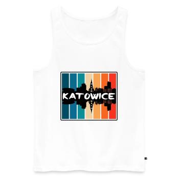 Katowice Pologne Skyline Silhouette Souvenir de voyage - Débardeur bio Premium Homme - blanc - Devant - Michal (187cm)