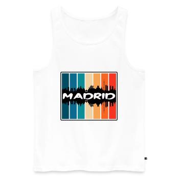 Madrid Espagne Skyline Silhouette Voyage Souvenir - Débardeur bio Premium Homme - blanc - Devant - AI Model Male 178 light (178cm)