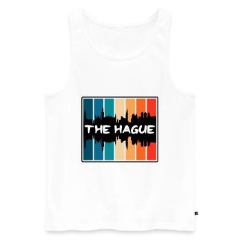 La Haye Pays-Bas Skyline Silhouette Voyage So - Débardeur bio Premium Homme - blanc - Devant - Michal (187cm)