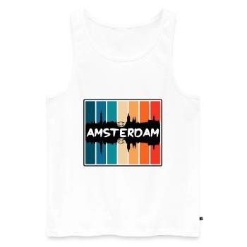 Amsterdam Niederlande Skyline Silhouette Reisen So - Männer Premium Bio Tank Top - Weiß - Vorne - Michal (187cm)