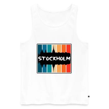 Stockholm Sweden Skyline Silhouette Travel Souveni - Men's Premium Organic Tank Top - white - Front - AI Model Male 178 light (178cm)