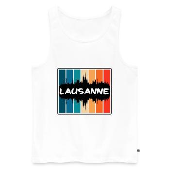 Lausanne Suisse Skyline Silhouette Travel Sou - Débardeur bio Premium Homme - blanc - Devant - Michal (187cm)