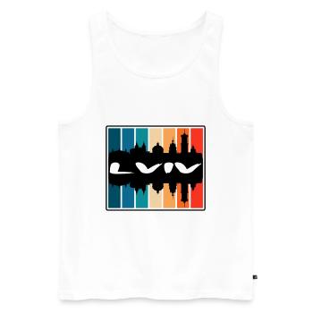 Lviv Ukraine Skyline Silhouette Souvenir de voyage - Débardeur bio Premium Homme - blanc - Devant - AI Model Male 178 light (178cm)