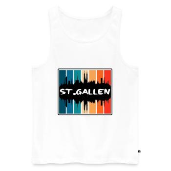 Saint-Gall Suisse Skyline Silhouette Travel S - Débardeur bio Premium Homme - blanc - Devant - Michal (187cm)