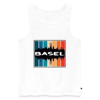 Bâle Suisse Skyline Silhouette Travel Souven - Débardeur bio Premium Homme - blanc - Devant - AI Model Male 178 light (178cm)