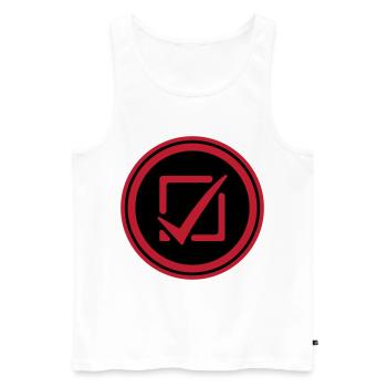 Tick the box - Men's Premium Organic Tank Top - white - Front - AI Model Male 178 light (178cm)