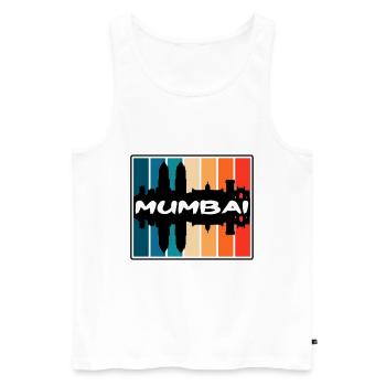 Mumbai India Skyline Silhouette Travel Souvenir - Men's Premium Organic Tank Top - white - Front - AI Model Male 178 light (178cm)