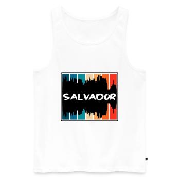 Salvador Brazil Skyline Silhouette Travel Souvenir - Men's Premium Organic Tank Top - white - Front - Michal (187cm)
