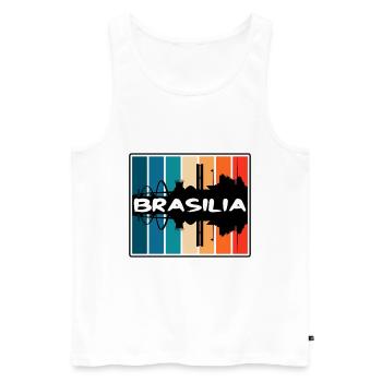 Brasilia Brésil Skyline Silhouette Souvenir de voyage - Débardeur bio Premium Homme - blanc - Devant - AI Model Male 178 light (178cm)