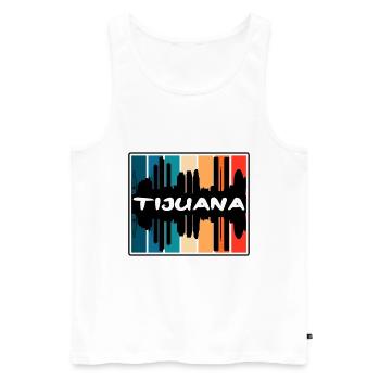 Tijuana Mexico Skyline Silhouette Travel Souvenir - Men's Premium Organic Tank Top - white - Front - Michal (187cm)