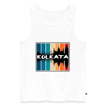 Kolkata Inde Skyline Silhouette Souvenir de voyage - Débardeur bio Premium Homme - blanc - Devant - AI Model Male 178 light (178cm)