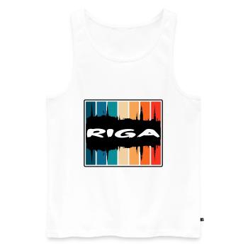 Riga Lettland Skyline Silhouette Reise Souvenir - Männer Premium Bio Tank Top - Weiß - Vorne - AI Model Male 178 light (178cm)