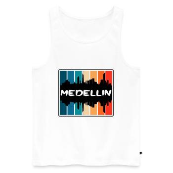 Medellin Colombie Skyline Silhouette Voyage Souven - Débardeur bio Premium Homme - blanc - Devant - AI Model Male 178 light (178cm)
