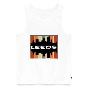Leeds England Skyline Silhouette Travel Souvenir - Men's Premium Organic Tank Top - white - Front - AI Model Male 178 light (178cm)